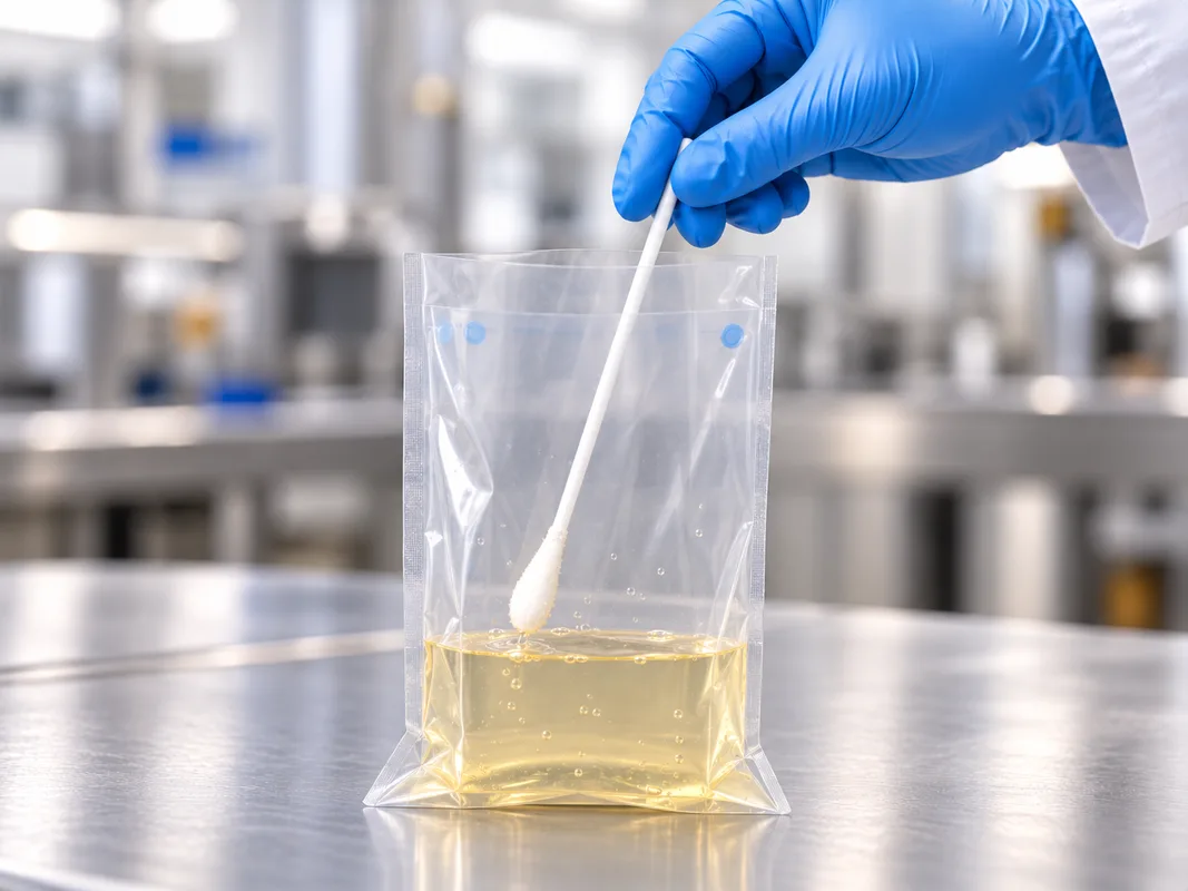 A QC operator preparing a production sample